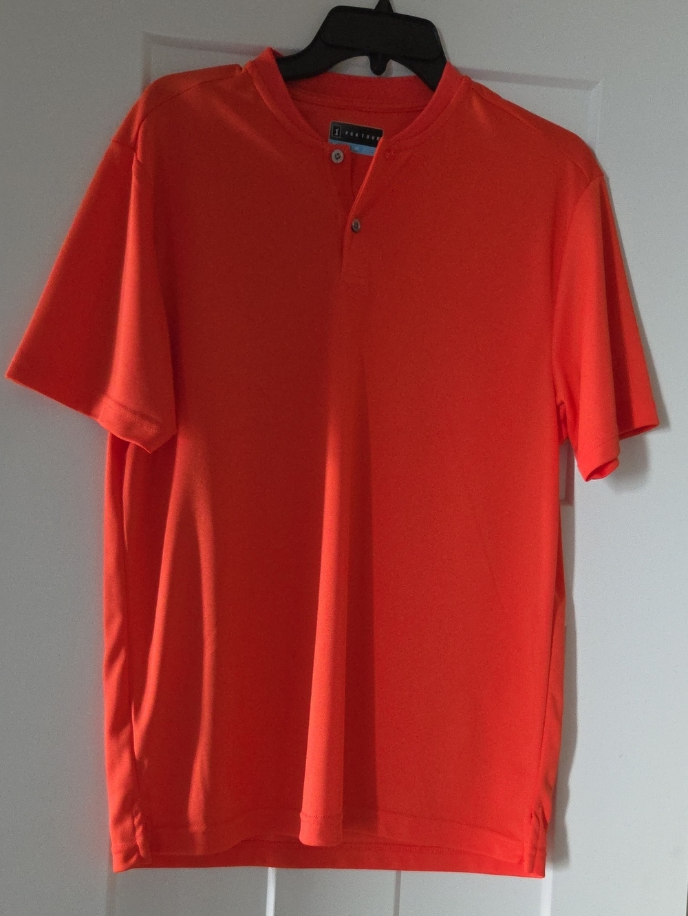 PGA Tour Bright Orange Short Sleeve Henley Polo